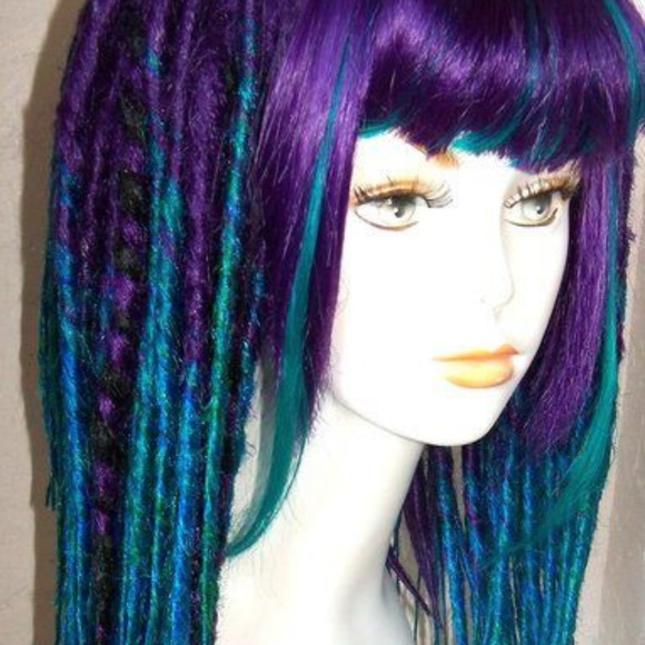 blue dreadlock wig